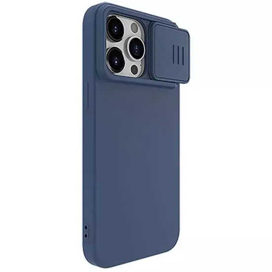 Husa pentru iPhone 15 Pro - Nillkin CamShield Silky MagSafe Silicone - Midnight Blue Husa pentru iPhone 15 Pro - Nillkin CamShield Silky MagSafe Silicone - Midnight Blue