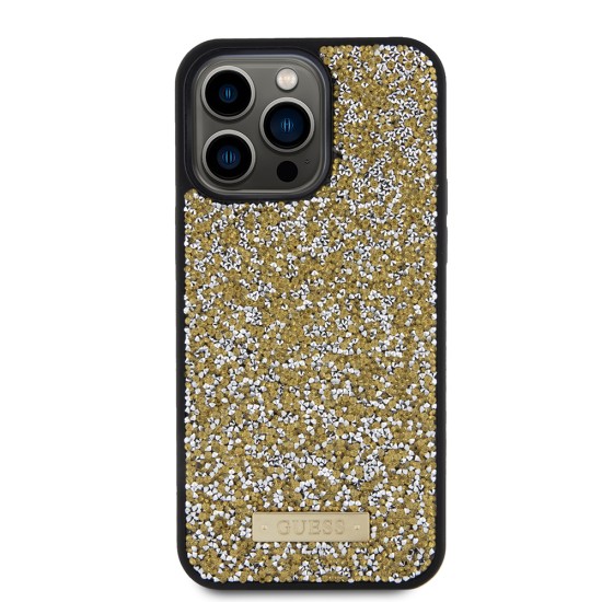 Husa pentru iPhone 15 Pro - Rhinestone Metal Logo (GUHCP15XPFGSBSD) - Yellow Husa pentru iPhone 15 Pro - Rhinestone Metal Logo (GUHCP15XPFGSBSD) - Yellow