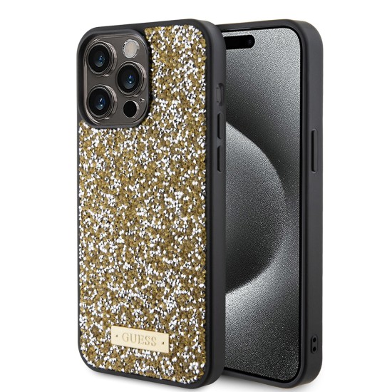 Husa pentru iPhone 15 Pro - Rhinestone Metal Logo (GUHCP15XPFGSBSD) - Yellow Husa pentru iPhone 15 Pro - Rhinestone Metal Logo (GUHCP15XPFGSBSD) - Yellow