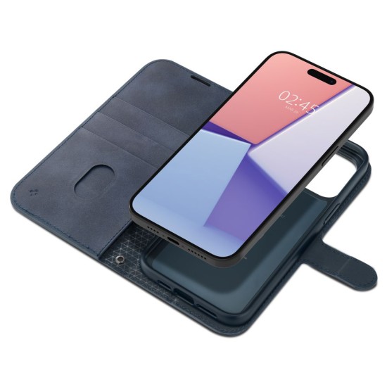 Husa pentru iPhone 15 Pro - Spigen Wallet S Pro - Navy