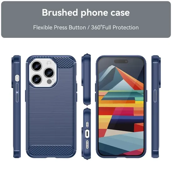 Husa pentru iPhone 15 Pro - Techsuit Carbon Silicone - Blue Husa pentru iPhone 15 Pro - Techsuit Carbon Silicone - Blue