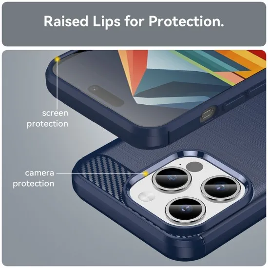 Husa pentru iPhone 15 Pro - Techsuit Carbon Silicone - Blue Husa pentru iPhone 15 Pro - Techsuit Carbon Silicone - Blue
