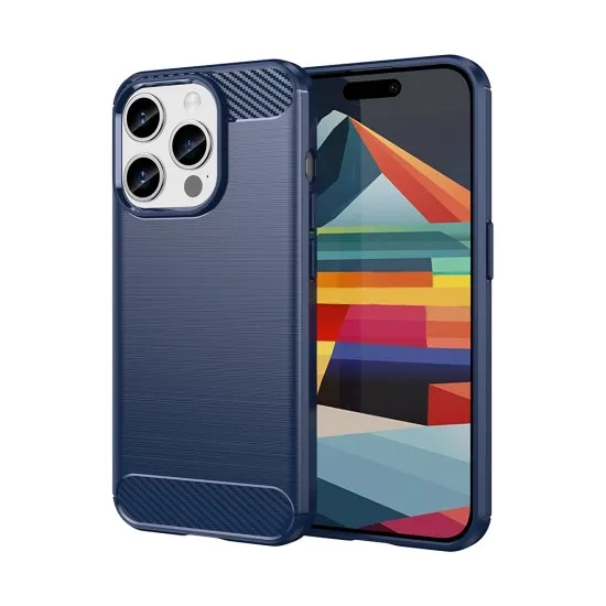 Husa pentru iPhone 15 Pro - Techsuit Carbon Silicone - Blue Husa pentru iPhone 15 Pro - Techsuit Carbon Silicone - Blue