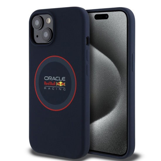 Husa pentru iPhone 15 - Red Bull Racing Silicone Red Ring MagSafe (RBHMP15S24SIILVR) - Navy