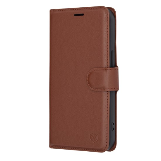 Husa pentru iPhone 15 - Techsuit Leather Folio - Brown