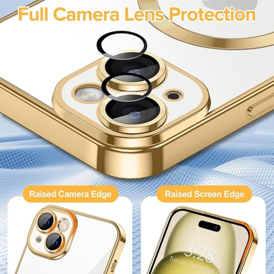 Husa pentru iPhone 15 - Techsuit Luxury Crystal MagSafe - Gold