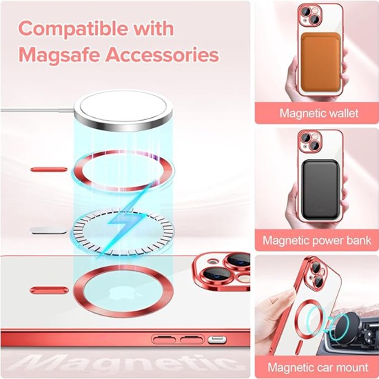 Husa pentru iPhone 15 - Techsuit Luxury Crystal MagSafe - Red