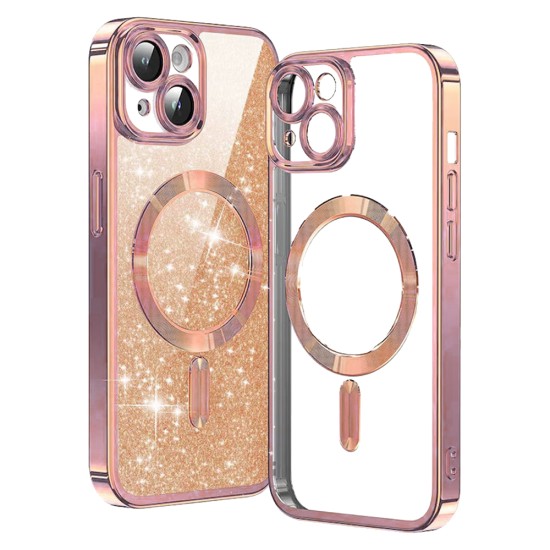 Husa pentru iPhone 15 - Techsuit Luxury Glitter MagSafe - Rose Gold