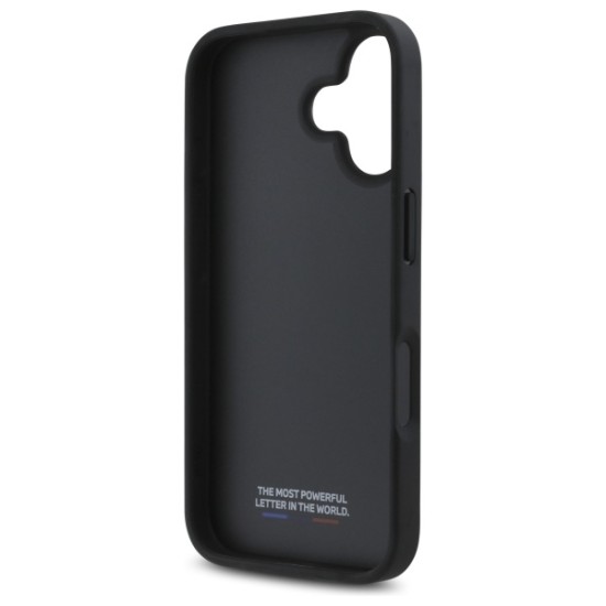 Husa pentru iPhone 16 - BMW Hardcase M Perforated Tricolor Detail Line (BMHCP16S23PUPVK) - Black