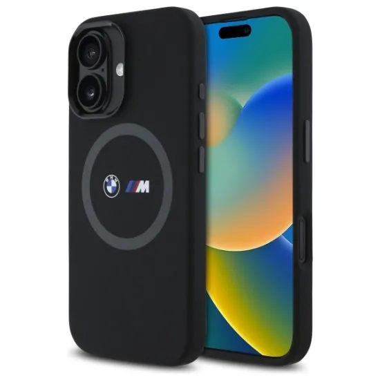 Husa pentru iPhone 16 - BMW Hardcase M Silicone Printed Ring MagSafe (BMHMP16S23SROK) - Black Husa pentru iPhone 16 - BMW Hardcase M Silicone Printed Ring MagSafe (BMHMP16S23SROK) - Black