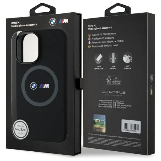 Husa pentru iPhone 16 - BMW Hardcase M Silicone Printed Ring MagSafe (BMHMP16S23SROK) - Black Husa pentru iPhone 16 - BMW Hardcase M Silicone Printed Ring MagSafe (BMHMP16S23SROK) - Black