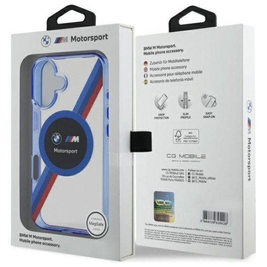 Husa pentru iPhone 16 - BMW Hardcase Motorsport IML Circle MagSafe (BMHMP16L23HTPUT) - Transparent