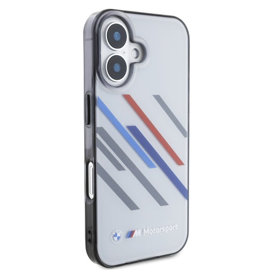 Husa pentru iPhone 16 - BMW Hardcase Motorsport IML Random Stripes (BMHCP16S23HTRAG) - Grey