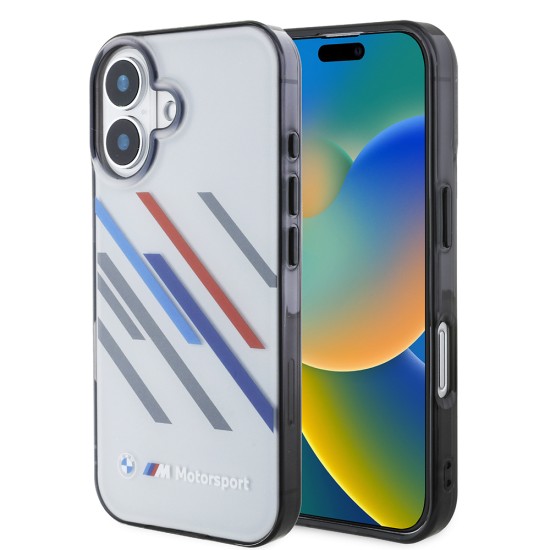 Husa pentru iPhone 16 - BMW Hardcase Motorsport IML Random Stripes (BMHCP16S23HTRAG) - Grey