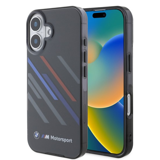 Husa pentru iPhone 16 - BMW Hardcase Motorsport IML Random Stripes (BMHCP16S23HTRAK) - Black