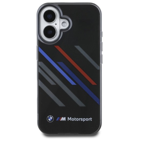 Husa pentru iPhone 16 - BMW Hardcase Motorsport IML Random Stripes (BMHCP16S23HTRAK) - Black