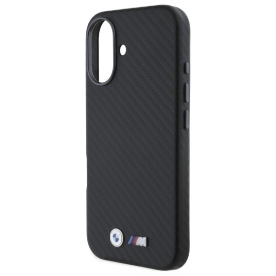 Husa pentru iPhone 16 - BMW Leather Carbon Wrapped Metal (BMHCP16S23PUFWC) - Black