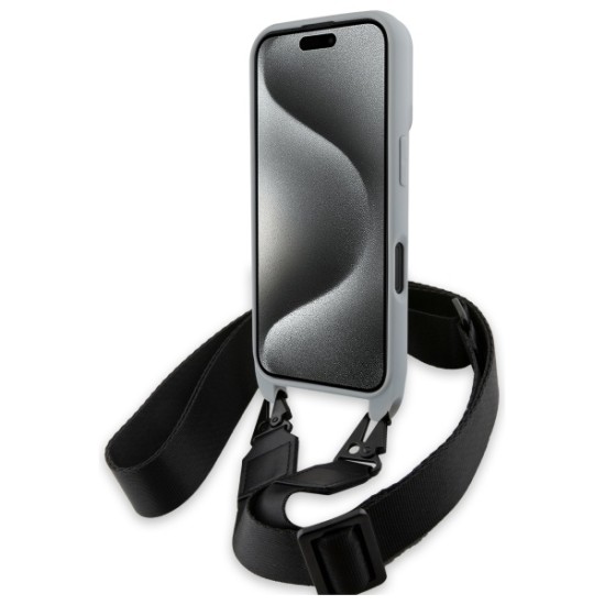 Husa pentru iPhone 16 - BMW Leather M Edition Carbon Stripe & Strap (BMHCP16S23PSCCG) - Black