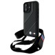 Husa pentru iPhone 16 - BMW Leather M Edition Carbon Stripe & Strap (BMHCP16S23PSCCK) - Black