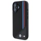 Husa pentru iPhone 16 - BMW Leather M Meshed Tricolor Stripes MagSafe (BMHMP16S23PUTRK) - Black