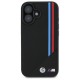 Husa pentru iPhone 16 - BMW Leather M Meshed Tricolor Stripes MagSafe (BMHMP16S23PUTRK) - Black