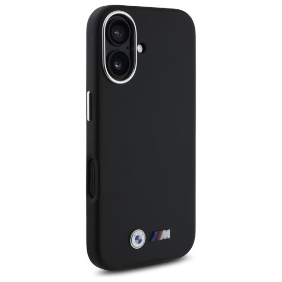 Husa pentru iPhone 16 - BMW Leather M Smooth Full Wrapped Metal (BMHCP16S23PMWK) - Black