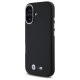 Husa pentru iPhone 16 - BMW Leather M Smooth Full Wrapped Metal (BMHCP16S23PMWK) - Black