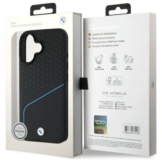 Husa pentru iPhone 16 - BMW Signature Leather MagSafe (BMHMP16S23RDCLK) - Black Husa pentru iPhone 16 - BMW Signature Leather MagSafe (BMHMP16S23RDCLK) - Black