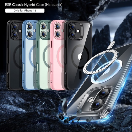 Husa pentru iPhone 16 - ESR Classic Hybrid HaloLock - Clear Black