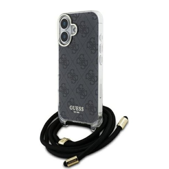 Husa pentru iPhone 16 - Guess Crossbody Cord 4G Print (GUHCP16SHC4SEK) - Black