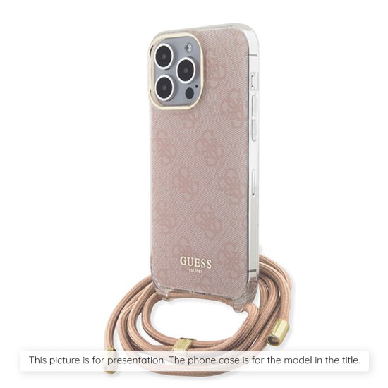 Husa pentru iPhone 16 - Guess Crossbody Cord 4G Print (GUHCP16SHC4SEP) - Pink