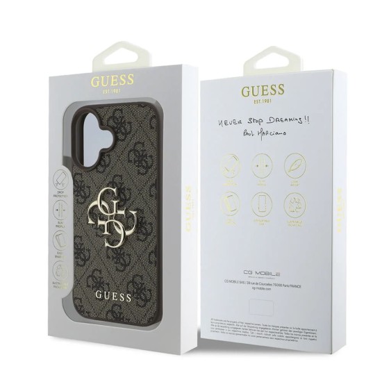 Husa pentru iPhone 16 - Guess Hardcase 4G Big Logo (GUHCP16S4GMGBR) - Brown