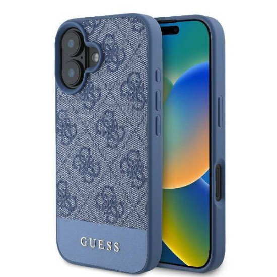 Husa pentru iPhone 16 - Guess Hardcase 4G Bottom Stripe (GUHCP16SG4GLBL) - Blue