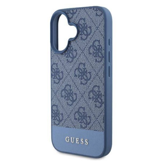 Husa pentru iPhone 16 - Guess Hardcase 4G Bottom Stripe (GUHCP16SG4GLBL) - Blue