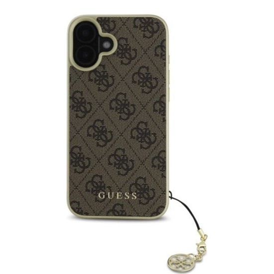 Husa pentru iPhone 16 - Guess Hardcase 4G Charms Collection (GUHCP16SGF4GBR) - Brown