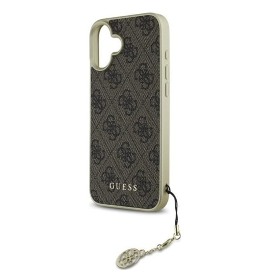 Husa pentru iPhone 16 - Guess Hardcase 4G Charms Collection (GUHCP16SGF4GBR) - Brown