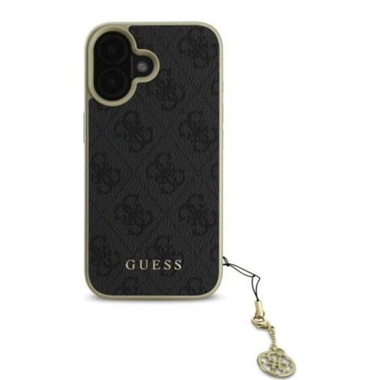 Husa pentru iPhone 16 - Guess Hardcase 4G Charms Collection (GUHCP16SGF4GGR) - Black