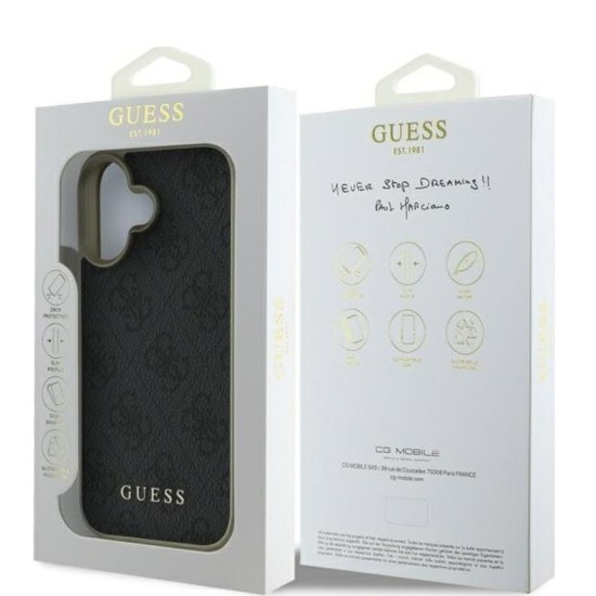 Husa pentru iPhone 16 - Guess Hardcase 4G Charms Collection (GUHCP16SGF4GGR) - Black