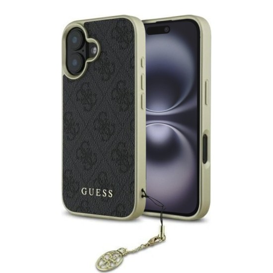 Husa pentru iPhone 16 - Guess Hardcase 4G Charms Collection (GUHCP16SGF4GGR) - Black