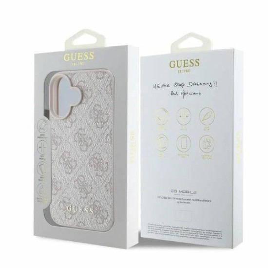 Husa pentru iPhone 16 - Guess Hardcase 4G Classic (GUHCP16SG4GFPI) - Pink