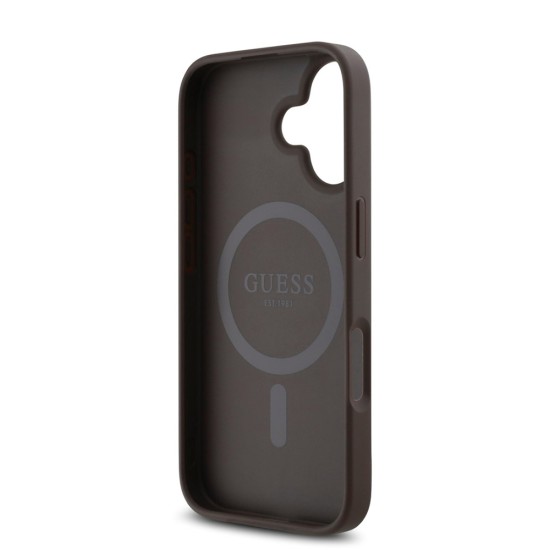 Husa pentru iPhone 16 - Guess Hardcase 4G Classic MagSafe (GUHMP16SP4SM4MW) - Brown