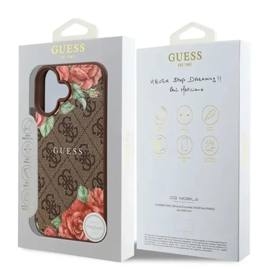 Husa pentru iPhone 16 - Guess Hardcase 4G Flower Print MagSafe (GUHMP16SP4ROPEMCW) - Brown Husa pentru iPhone 16 - Guess Hardcase 4G Flower Print MagSafe (GUHMP16SP4ROPEMCW) - Brown