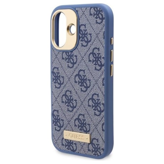 Husa pentru iPhone 16 - Guess Hardcase 4G Logo Plate MagSafe (GUHMP16SU4GPRB) - Blue