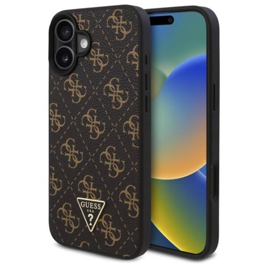 Husa pentru iPhone 16 - Guess Hardcase 4G Triangle Metal Logo (GUHCP16SPG4GPK) - Black