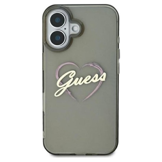 Husa pentru iPhone 16 - Guess Hardcase IML Heart (GUHCP16SHCHGSPK) - Black