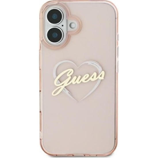 Husa pentru iPhone 16 - Guess Hardcase IML Heart (GUHCP16SHCHGSPP) - Pink