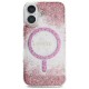 Husa pentru iPhone 16 - Guess Hardcase Resin Bottom Glitter MagSafe (GUHMP16SRGRGEP) - Pink