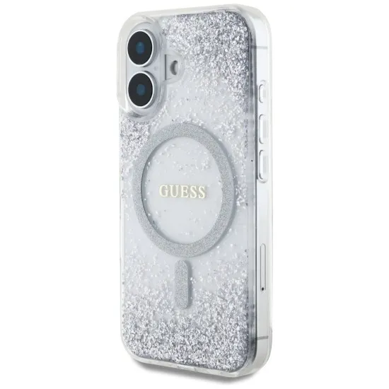 Husa pentru iPhone 16 - Guess Hardcase Resin Gradient Glitter MagSafe (GUHMP16SRGRGES) - Silver Husa pentru iPhone 16 - Guess Hardcase Resin Gradient Glitter MagSafe (GUHMP16SRGRGES) - Silver