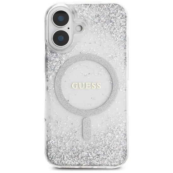 Husa pentru iPhone 16 - Guess Hardcase Resin Gradient Glitter MagSafe (GUHMP16SRGRGES) - Silver Husa pentru iPhone 16 - Guess Hardcase Resin Gradient Glitter MagSafe (GUHMP16SRGRGES) - Silver