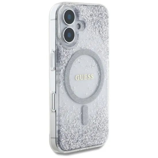 Husa pentru iPhone 16 - Guess Hardcase Resin Gradient Glitter MagSafe (GUHMP16SRGRGES) - Silver Husa pentru iPhone 16 - Guess Hardcase Resin Gradient Glitter MagSafe (GUHMP16SRGRGES) - Silver